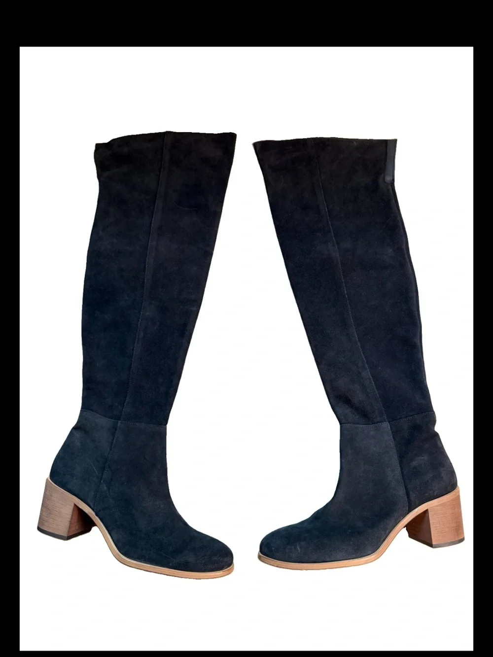 New Anthropologie Over The Knee High Boots Suede Black Size 40 US 9-9.5